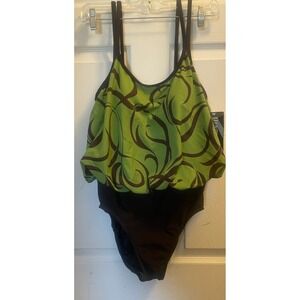 Mainstream Women's Full Coverage Blouson One-Piece Swimsuit Size 10 NWT